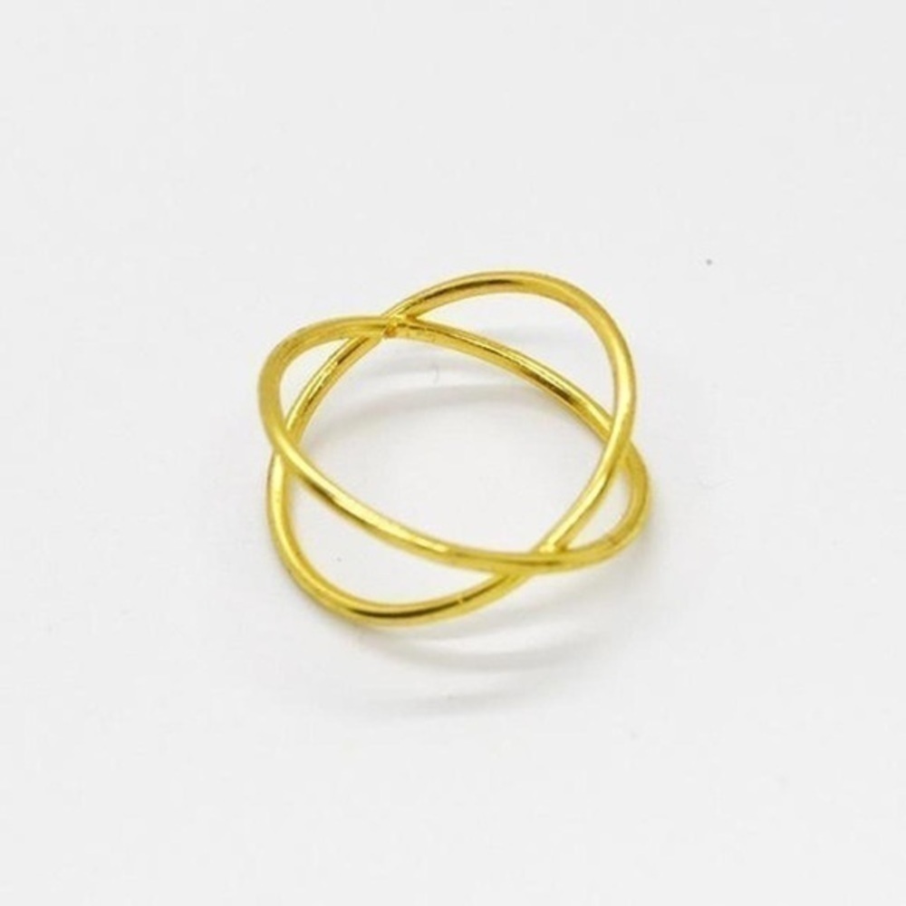 Gold Crossed Design Ring - Picture 3 of 3